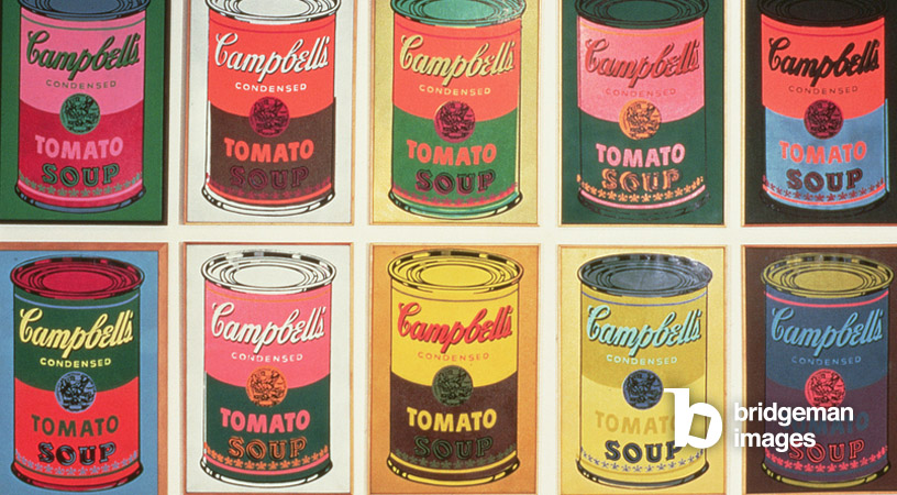 Campbell Suppendosen, berühmter bunter Siebdruck von Andy Warhol