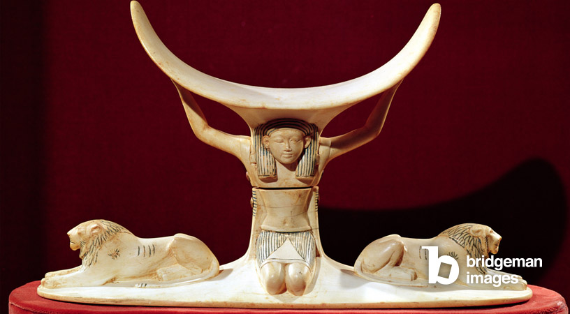 Kopfstütze mit Shu, dem ägyptischen Gott der Luft, aus dem Grab des Tutanchamun, Neues Reich, 18. ägyptische Dynastie (ca. 1567-1320 v. Chr.)