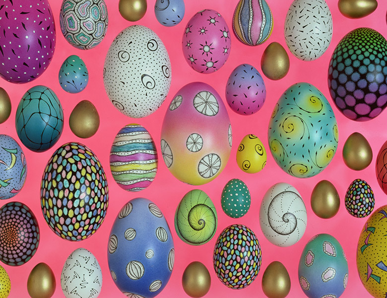 Painted eggs, Cathy Usiskin / Private Collection / Bridgeman Images